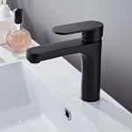 Brass Single Hole Single Handle Basin Mixer Tap In Matte Black for sale