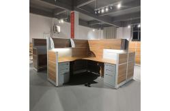 China 4 Person Lighted Office Workstation Desks In Wood Aluminum Frame supplier