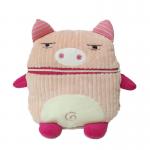Pink Pig Hand Pillow Zipper Mouth Corduroy Plush Toy ISO9001 for sale