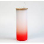 18oz Sublimation Custom Drinking Cups Frosted Gradient Water Bottle With Bamboo Lid
