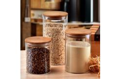 China High Borosilicate Glass Spice Storage Containers with Bamboo Lids supplier