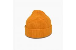 China Custom Yellow Knit Beanie Hats 58CM For Winter Unisex Adult supplier
