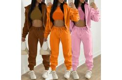 China Cropped Pullover Ladies Sweat Suits Jogging Suits For Women Solid Pattern supplier