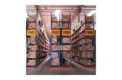 China Custom Logo Lock Pins Style Metal Pallet Racking / Durable Warehouse Storage Shelf supplier
