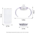 12oz Blank Stainless Steel Sublimation Tumblers Straight Sippy Cup With Straw Baby Feeding Bottle With Handle