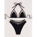 Bikini Style Removable Padding Swimming Suits Black Color Fashion Upf50++ Pure Color Sexy For Ladies for sale