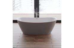 China Matt Gray Free Standing Bathtub Acrylic Oval Shape Soaking Bath 1700*800mm supplier