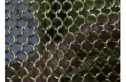 China Space Divider Metal Mesh Drapery , Hotel Curtain Brass Wire Chainmail Ring Mesh supplier