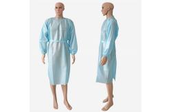 China Blue PP PE Waterproof Disposable Surgical Gown With Elastic Cuffs supplier