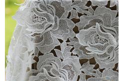 China White Water Woluble French Polyester Guipure Lace Fabric With 3D Flower Design supplier