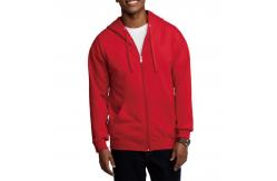 China Customized Fashionable Cotton Polyester Red Full Zipper Mens Hoodies Jackets with Pocket supplier