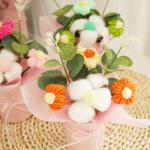 Cotton Handmade Mini Puff Flower Bouquet Perfect for Teacher's Day Birthdays Graduation Gifts in Multiple Colors for sale