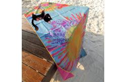 China Custom Print Microfibre Suede Towel Sand free Beach Towel Quick Dry With Bag supplier