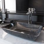 Dark Green Bathroom Wash Basins 18 Inch Gray Onyx Handmade Rectangular for sale