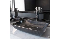 China Dark Green Bathroom Wash Basins 18 Inch Gray Onyx Handmade Rectangular supplier