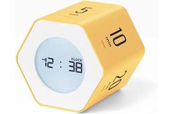 China Hexagonal Yellow Digital Clock Timer Backlit 12 / 24 Hour Mode Rotating supplier