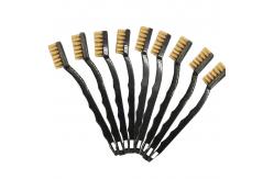 China Cleaning Steel Wire Brush Set With Brass And Nylon Bristles Curved Handle supplier