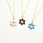 Women's Classic 925 Silver 18K Gold Chain Enamel Hexagram Pendant Necklaces for sale