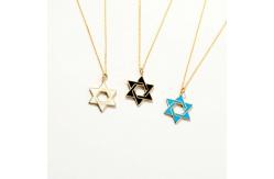 China Women's Classic 925 Silver 18K Gold Chain Enamel Hexagram Pendant Necklaces supplier