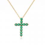 Zircon 24k Gold Plated Cross Pendant Necklace 925 Sterling Silver Crystal Choker