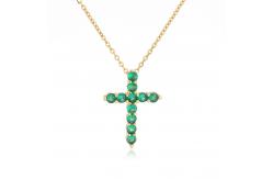 China Zircon 24k Gold Plated Cross Pendant Necklace 925 Sterling Silver Crystal Choker supplier