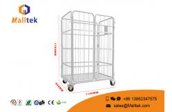 China Four Side Logistics Trolley Transports Foldable Frame Metal Security Wire Mesh Trolley supplier