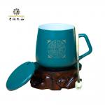 Matte 7x9cm Reusable Ceramic Coffee Cup Traditional Chinese Medicine Style With Spoon for sale