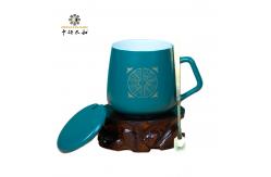 China Matte 7x9cm Reusable Ceramic Coffee Cup Traditional Chinese Medicine Style With Spoon supplier