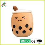 OEM Bubble Tea Plush Pillow With Embroidered Emoji for sale