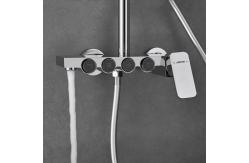 China Chrome Triple Function Bathroom Shower System With Adjustable Hand Sprayer supplier