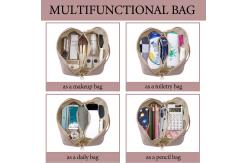 China Leather Waterproof Multifunctional Makeup Bag With Handle And Divider For Women supplier