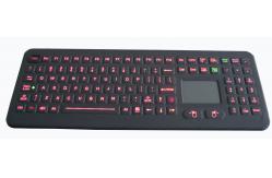 China Red illuminated 108 key ruggedized full keyboard with touchpad for medical supplier