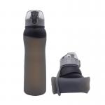LFGB Certification Collapsible Silicone Water Bottle , 4 Cap Styles for sale