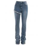 Small Quantity Garment Manufacturer Women'S Detachable Jeans Summer High Waist Slim Straight Leg Trousers for sale