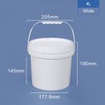 4L Food Grade Plastic Bucket with Lids and High Temperature Resistance in White
