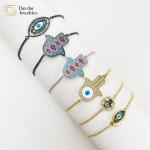Ojo Bracelet 18K Gold Plated Jewelry Hamsa Hand Evil Eye Charm design for sale