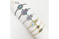 China Ojo Bracelet 18K Gold Plated Jewelry Hamsa Hand Evil Eye Charm design supplier