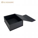 China Custom Black Paper Box Packaging White Logo Magnetic Gift Box Emboss Magnetic Paper Boxes For Gift Packing manufacturer