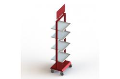 China Movable 4 Layer Metal Plate Display Racks With Casters supplier