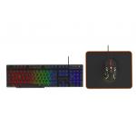 Rainbow-colored Static Lighting High-end Carbon Film Keyboard 6D Wired Gaming Mouse With Ergonomics Comfortable Mouse Pad for sale