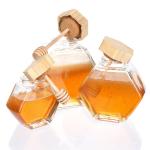 100ml 220ml Hexagonal Glass Food Jars With Lids Dipper For Honey