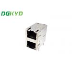 2 Port Gigabit Ethernet Modular Jack RJ45 Connector 2x1 Offset St / JK With LED Ethernet Filter 10Pin for sale
