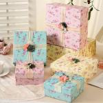 Premium Floral Gift Box Set Pastel Pink Blue Yellow Ribbon 3D Flower Decor Luxury Empty Packaging For Perfume Jewelry Bridal Favors for sale