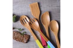 China Heat Resistant 5 Piece Bamboo Utensil Set With Spatula And Mixing Spoon supplier