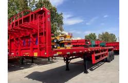 China CIMC 3 Axle 12400*2610*1550mm Customized Design Side Column Flatbed Semi Trailer supplier