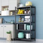 Removable Round Tube Kd Steel Storage Rack Shelf With 4 Casters
