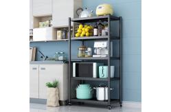 China Removable Round Tube Kd Steel Storage Rack Shelf With 4 Casters supplier