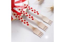 China Eco Friendly 160MM  Red Dots Wooden Cutlery Knife Fork Spoon Uensils Set supplier