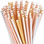 Sturdy Metallic Paper Straws Long Lasting Customized Logo Used In Juice Beverage for sale