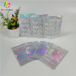 Glossy Mylar Make Up Cosmetic Organizer Bag Holographic Foil Clear Window With Custom Logo for sale